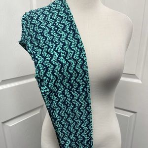 LuLaRoe New OS One Size Blue Zigzag Leggings NWT